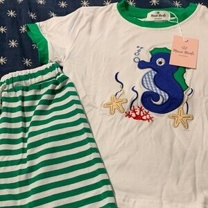 Kids set - White and Green Seahorse Set